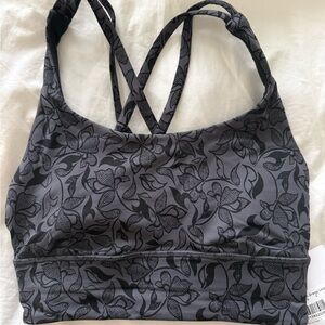 Floral Gray lululemon Energy longline Bra - Size 2